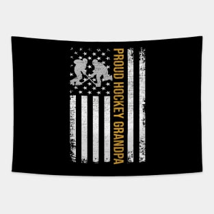 Proud Hockey Grandpa Vintage American Flag Gift Tapestry