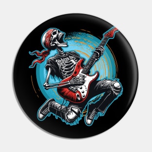 Skeleton Guitar Player - Rock and Roller Graphic Pin