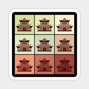 Japanese Tokyo Pagoda Asian Inspired Retro Pop Art 80s style 417 Magnet