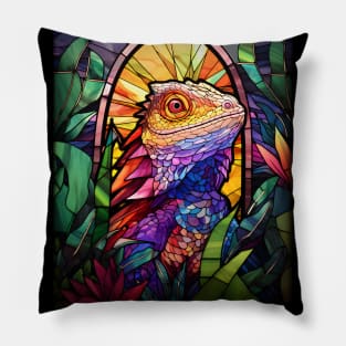 Stained Glass Bearded Dragon Pillow