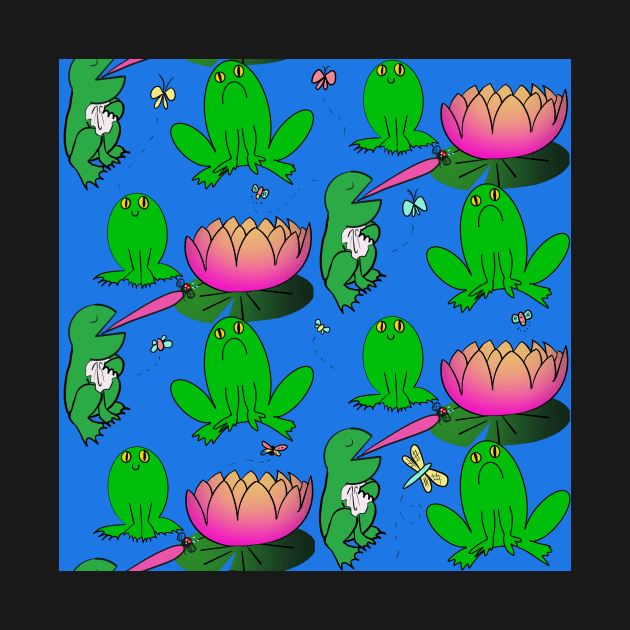 The Dumbest Lads Frogs in a Pond Having A Snack in Sky Blue by JamieWetzel