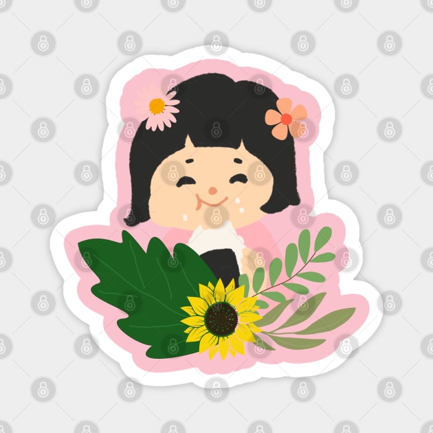 flower child smiling Magnet by Nata De'Art