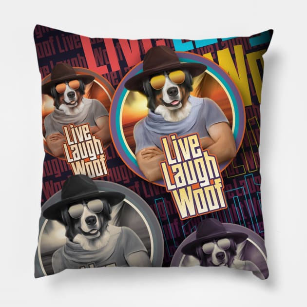 Live laugh woof v2 Pillow by Puppy & cute