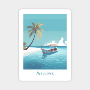 Vintage Retro Travel Maldives Serenity Magnet