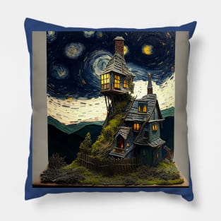 Starry Night Over The Burrow Pillow