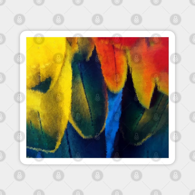 Colorful parrot feathers oil painting Magnet by DigitPaint