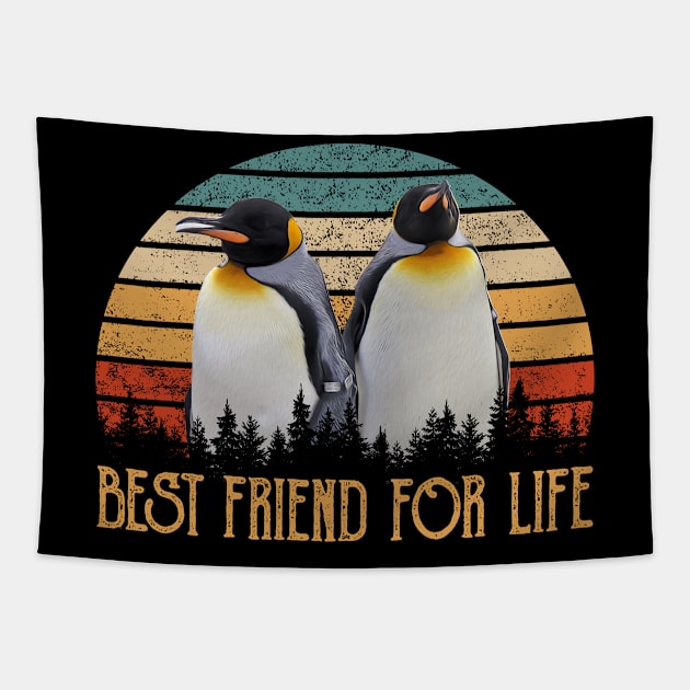 Flipper Fables Penguin Best Friends For Life  Wildlife Tee Extravaganza Tapestry by Kevin Jones Art