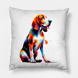 Artistic American English Coonhound in Colorful Splash Style Pillow