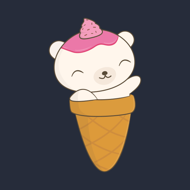 Polar Bear Ice Cream Cone T-Shirt by happinessinatee