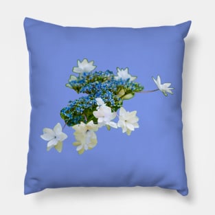 Blue and white Mophead Hydrangea Pillow