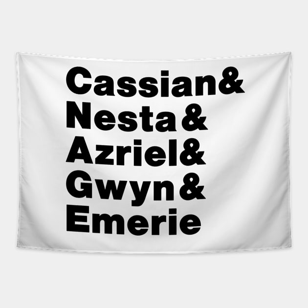 A Court of Silver Flames Warriors Line Up, Cassian, Azriel, Nesta, Emerie and Gwyn Tapestry by baranskini