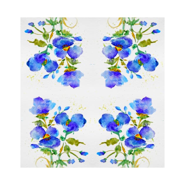 Blue poppies floral pattern by redwitchart