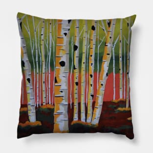 THE Birch Forest Landscape Painting Pillow