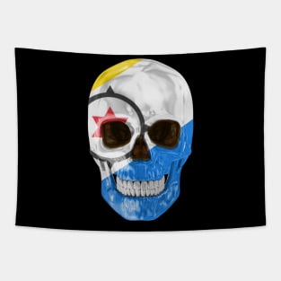 Bonaire Flag Skull - Gift for Bonaire Dutch With Roots From Bonaire Tapestry