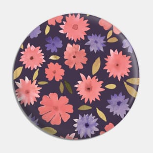 Loose floral - dusty pink on purple Pin