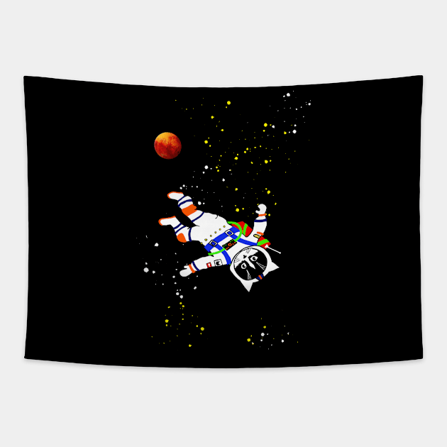 Astronaut Mars cat Tapestry by yumiyoshi4