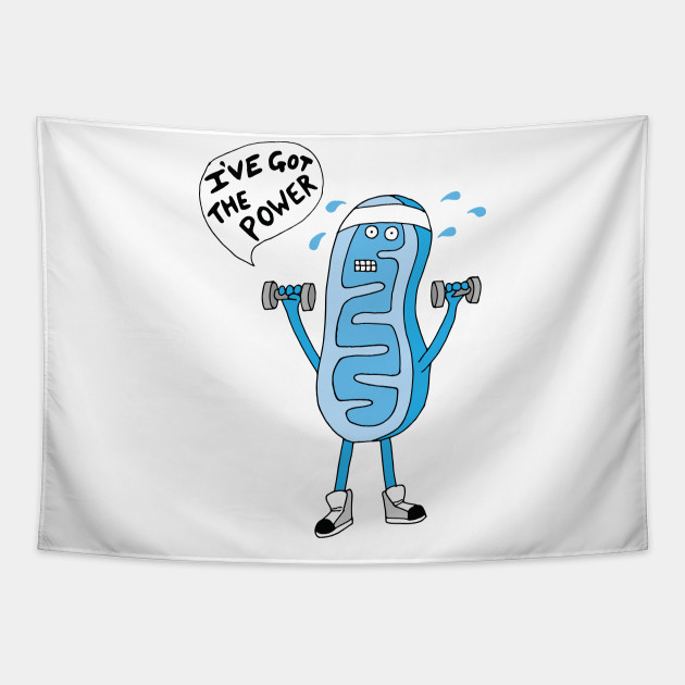 Mitochondria He S Got The Power Mitochondria Cartoon Tapestry Teepublic Au