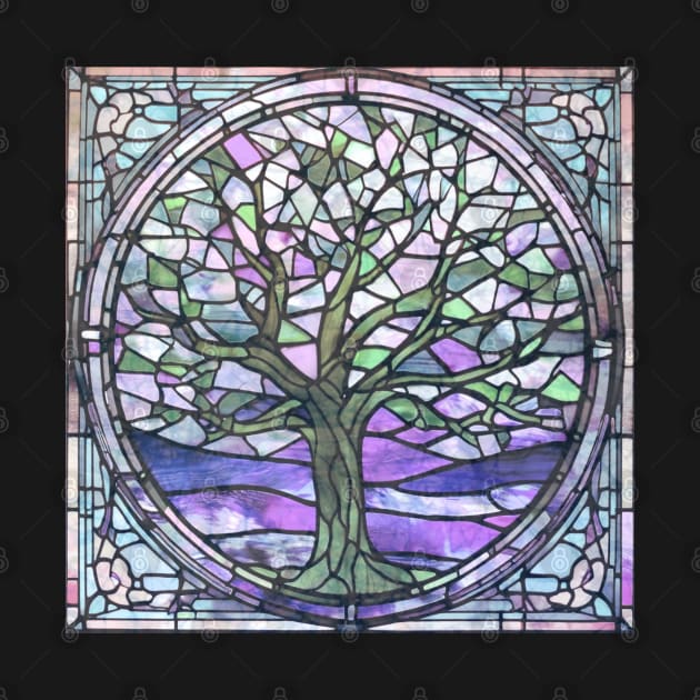 Stained glass window tree phish fans dead head hiking outdoors spiritual nature by Aurora X