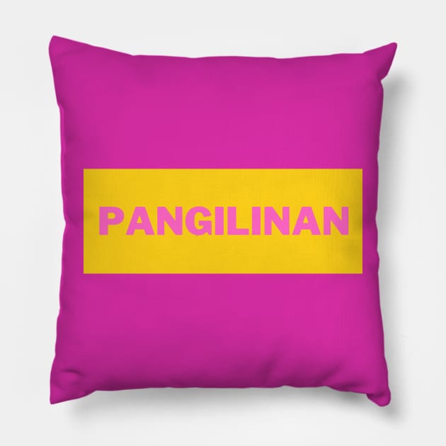 Yellow and Pink Pangilinan Surname Pillow by aybe7elf