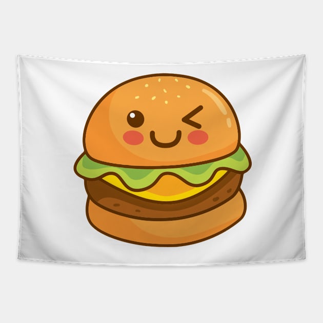 Kawaii Hamburger Tapestry by edwardecho