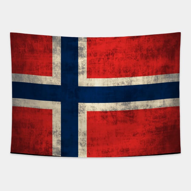 Vintage Rustic Flag Of Norway Norge Norwegian Tapestry by E