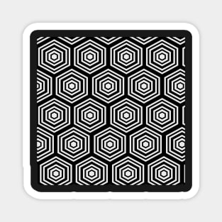 abstract monochrome geometric design with hexagons Magnet