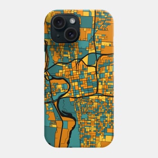 Columbus Map Pattern in Orange & Teal Phone Case