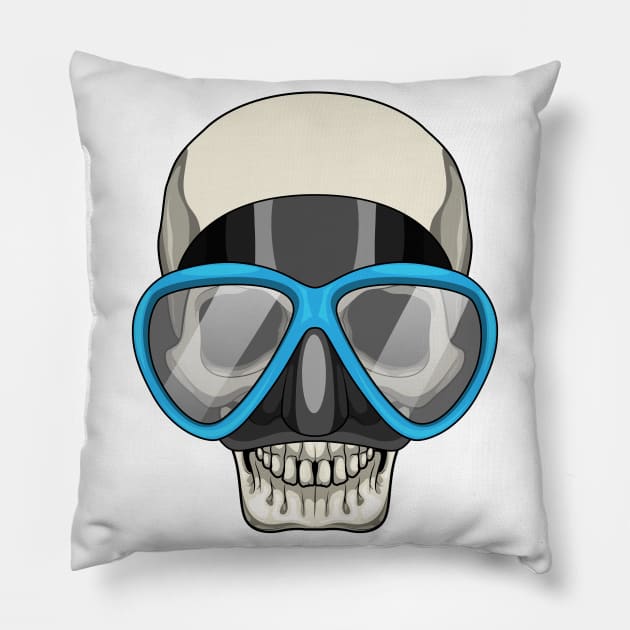 Skull Swimming Swimming goggles Pillow by Markus Schnabel