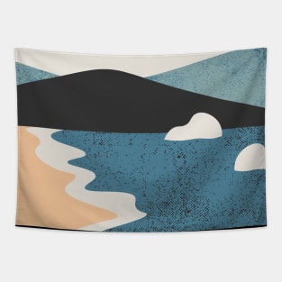 Minimalistic Art Of Beach And Mountains Tapestry