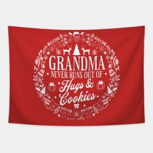 Grandma Never Runs Out Of Hugs and Cookies Ugly Christmas Tapestry