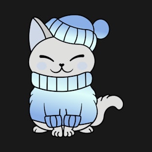 Cute Cozy Colorful Snow Winter Cat Kitty T-Shirt