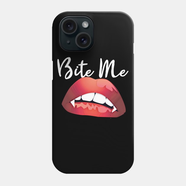 Vintage Bite Me Vampire Fangs Lips Halloween Gothic Design Phone Case by AmbersDesignsCo