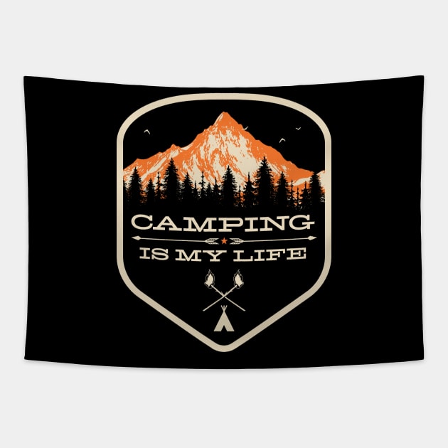 Camping is my Life Camp Counselor Design - Camping T-Design Tapestry by Vector Deluxe