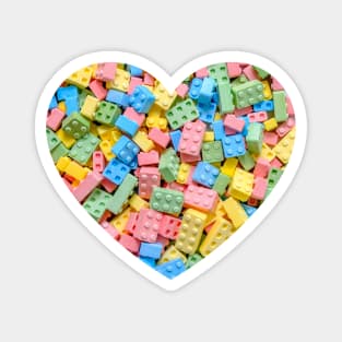 Colorful Candy Building Blocks and Bricks Heart Photograph Magnet