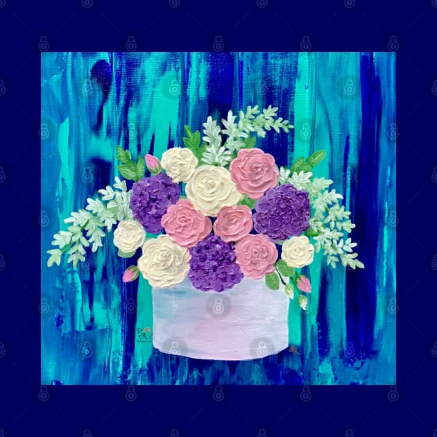 Roses and Hydrangea Flower Arrangement Original Art Painting by Robinette Art