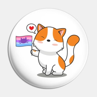 Cute Cat Holding Catgender Flag Pin