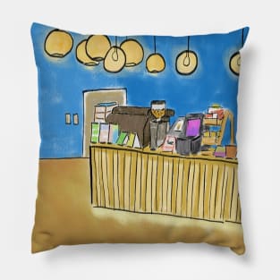 Cafe Amazon cafe interior illustration by digital art Pillow
