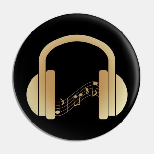 Headphones Playing Music Pin