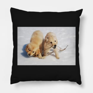 Puppies in Winter Pillow