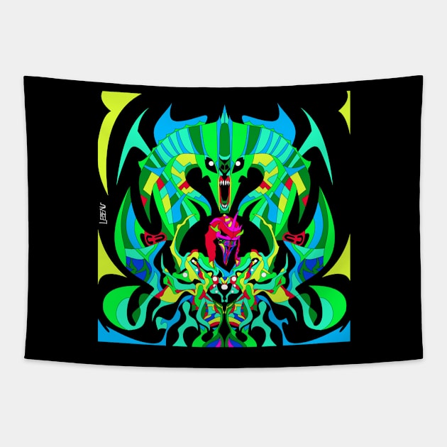 the night of the orc monsters the nazgul and balrog ecopop art Tapestry by jorge_lebeau