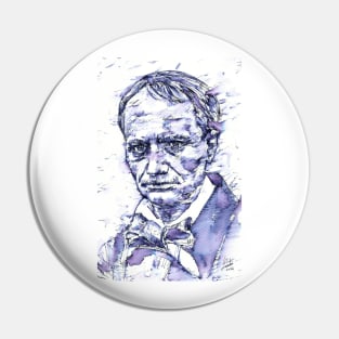 CHARLES BAUDELAIRE - watercolor and ink portrait Pin