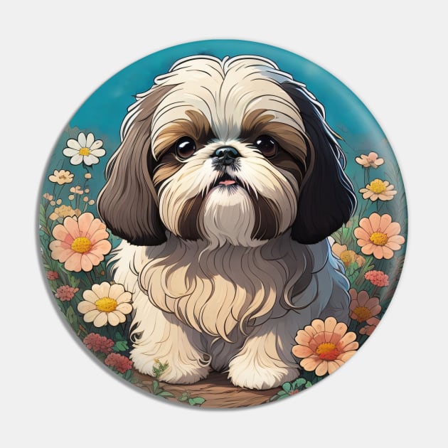 Shih Tzu Spring Garden Pin by Pet And Petal