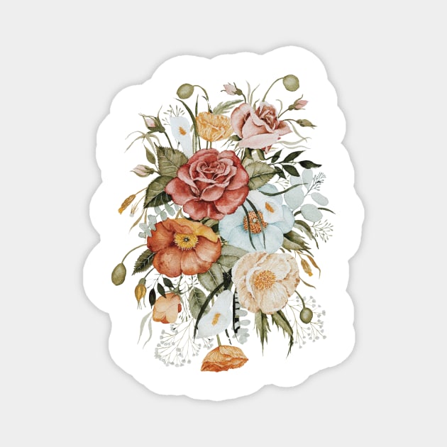 Roses and Poppies Magnet by ShealeenLouise
