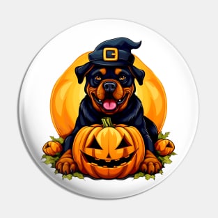 Rottweiler Dog inside Pumpkin #1 Pin