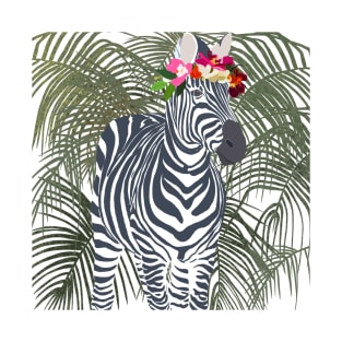 Zebra with Flower Crown T-Shirt