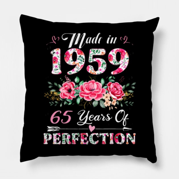 Year Old Made In 1959 Floral 65th Birthday Pillow by Daysy1