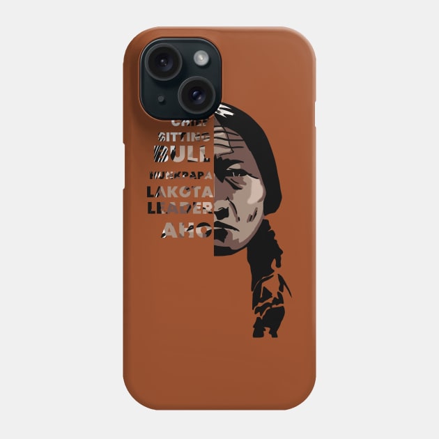 Sitting Bull Native American Half Face Design Phone Case by Eyanosa