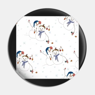 Snowman couple at Christmas time Pin