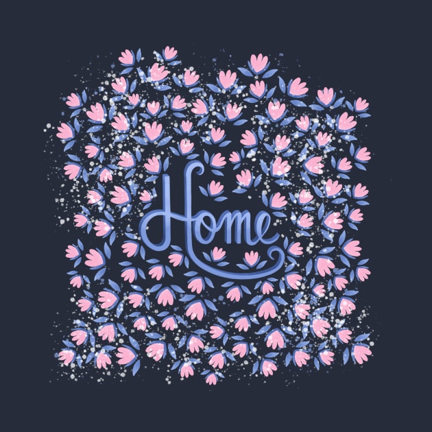 Home pink flowers hand lettering by Valeria Frustaci 