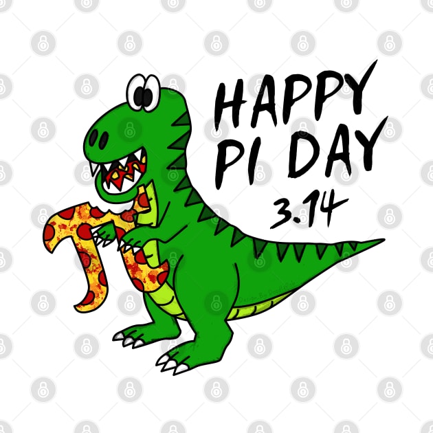 Happy Pi Day Dinosaur T-Rex Pizza Funny by doodlerob